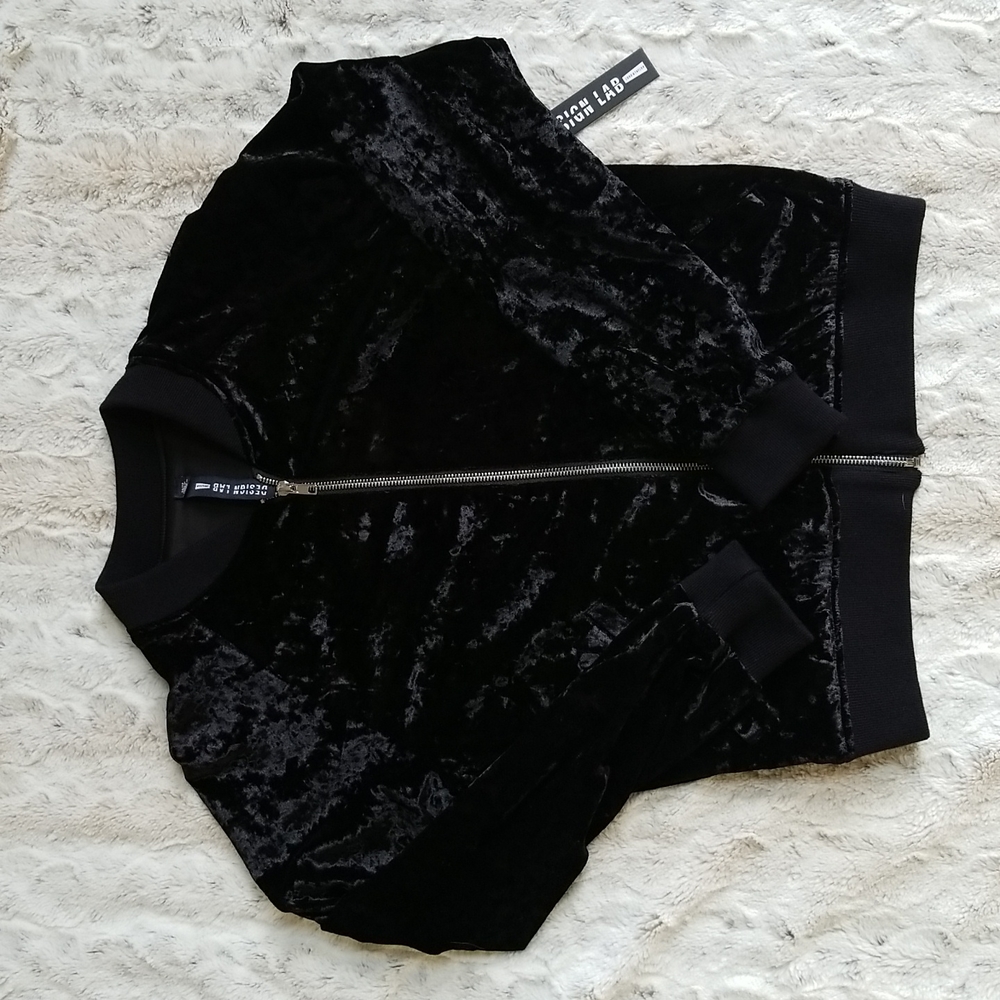 Design Lab Velour Whimsygoth Bomber Full Zip Jacket